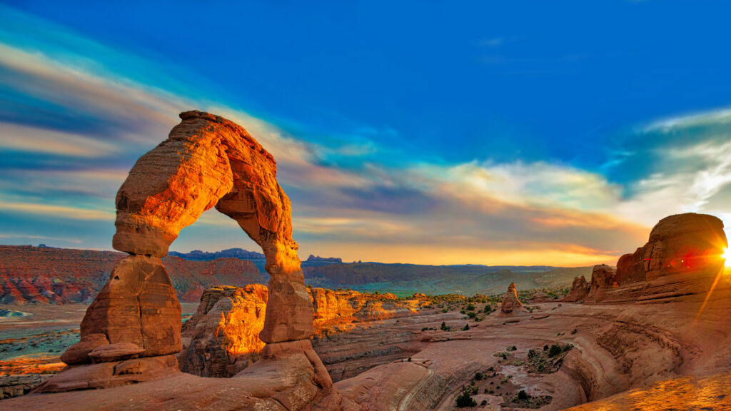 View of Arches National Park near hole in the rock in moab Utah