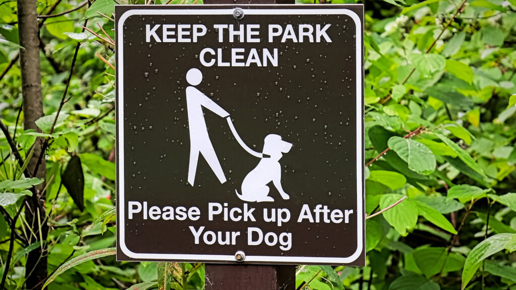 A dog sign at an RV park