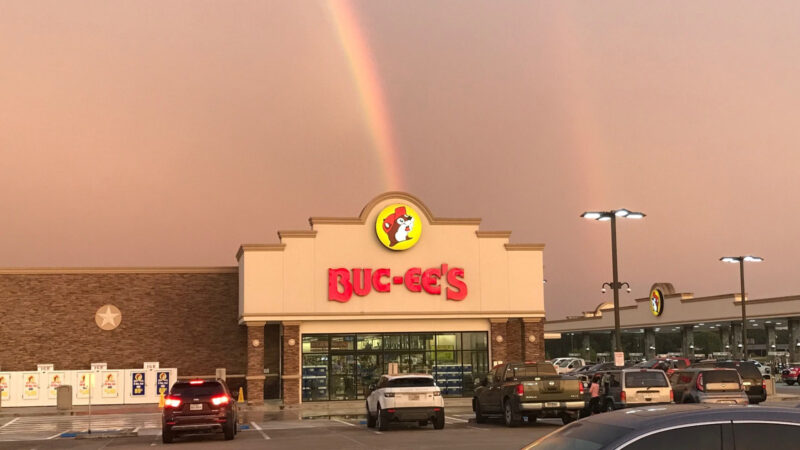 A rainbow outside of Buc-ee's