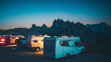 A busy campground filled with RVs