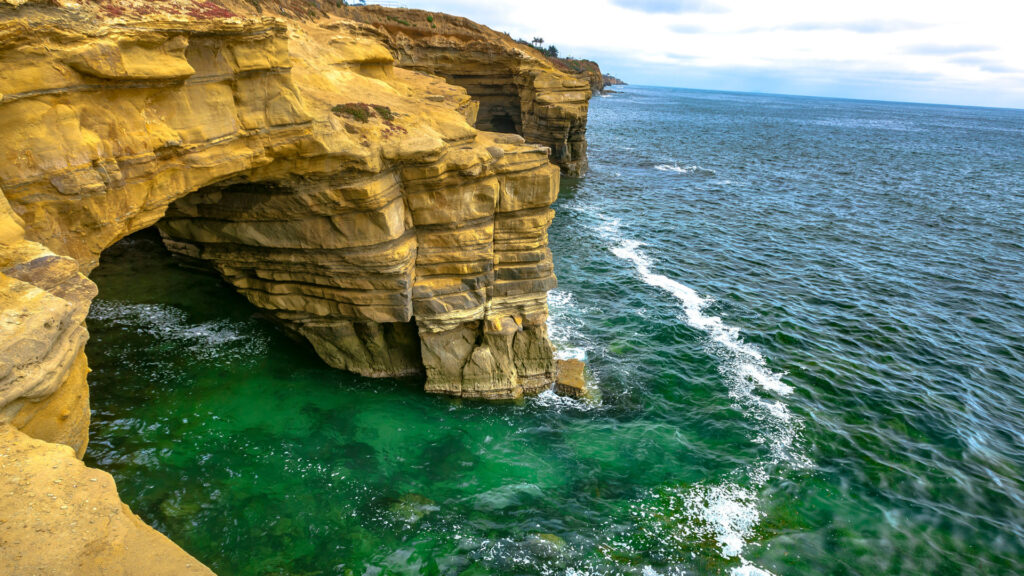 View of sunset cliffs cave