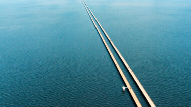 View of Lake Pontchartrain Causeway, the longest bridge in the USA