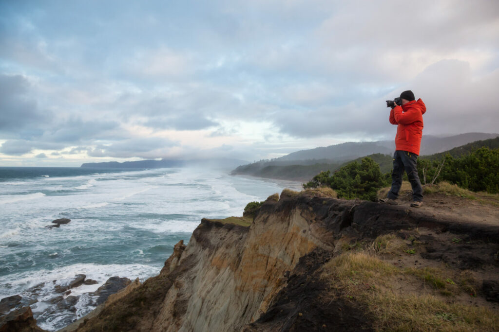 Photographer taking pictures of Neahkahnie Viewpoint
