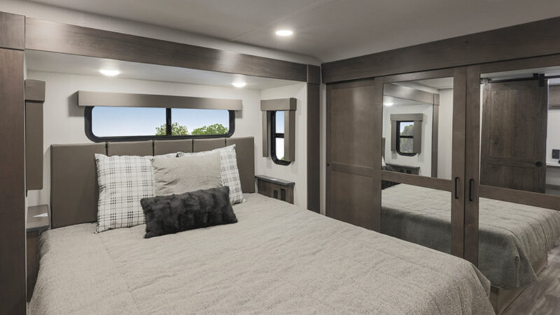 A bedroom inside an RV for a family of 6