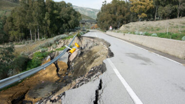 Image of a road after an earthquake