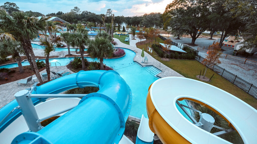 View of a pool at Spasl RV resort and water park, Florida
