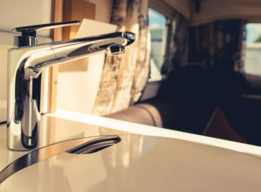 close up of an rv kitchen sink