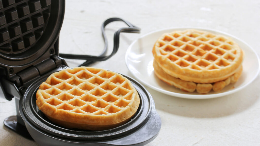 Close up of waffles made in a mini waffle maker