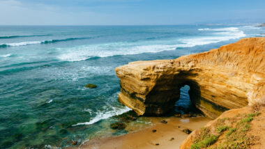 View of sunset cliffs cave
