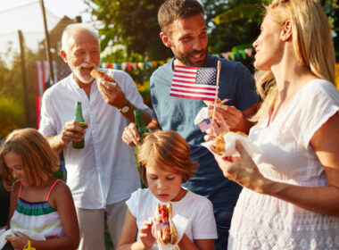 A family celebrating the 4th of July