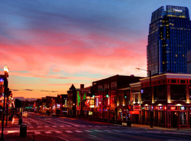 View of lower broadway in Nashville