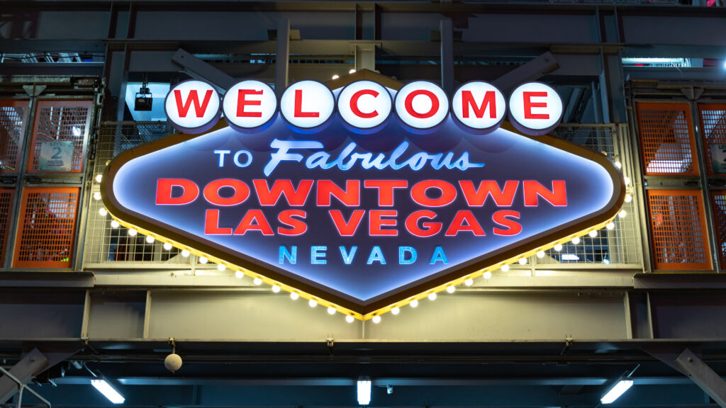 A welcome sign for downtown Vegas
