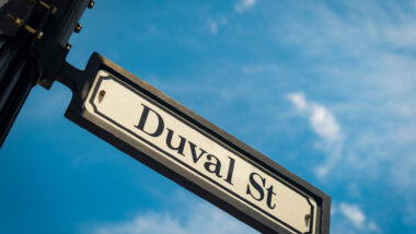 View of a street sign for Duval Street in Key West Florida