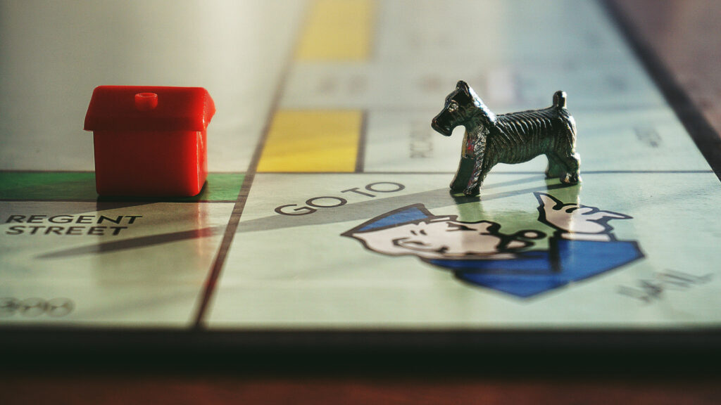 Close up of a monopoly game
