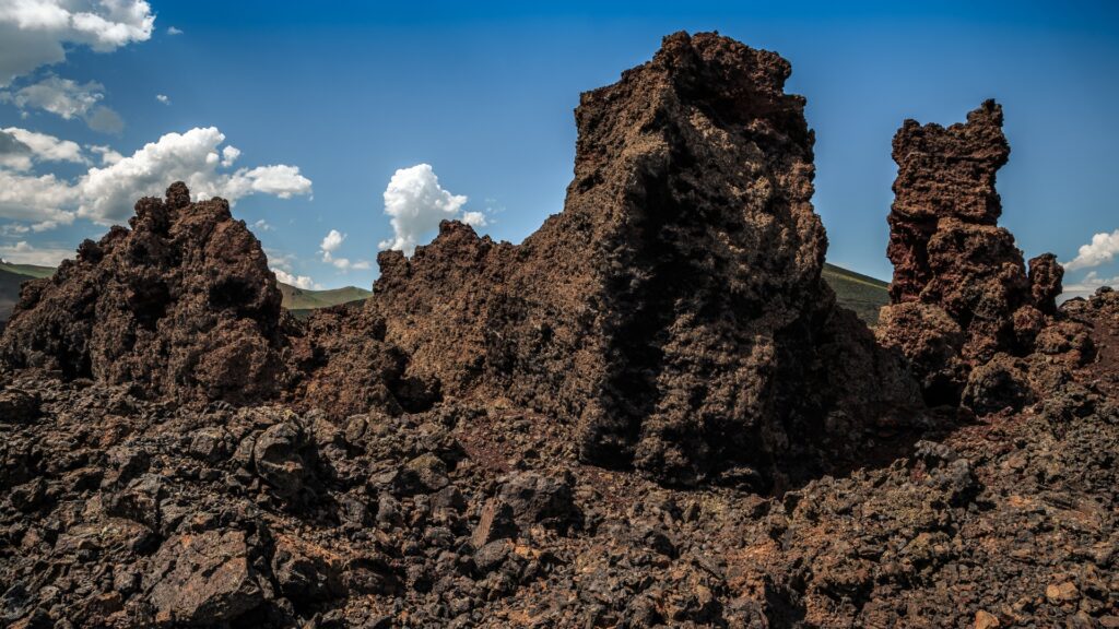 Old lava formations at craters of the moon national monument