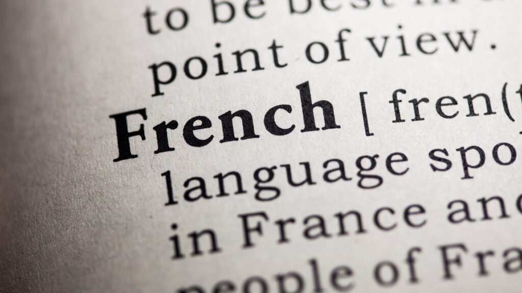 Close up of the definition of French