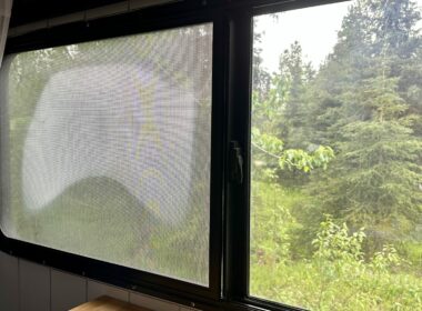 A foggy RV window