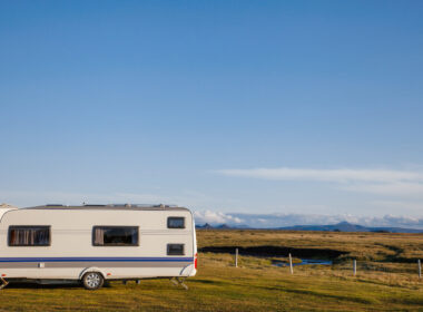 An RV at a campsite