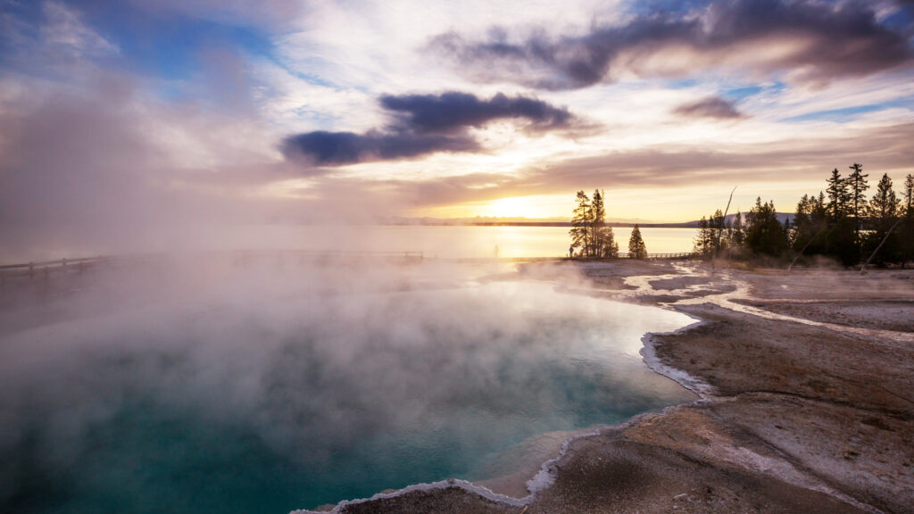 View of a Yellowstone hot spring