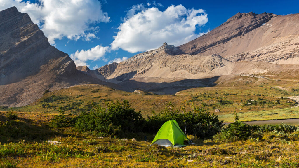 A tent set up in Banff National Park