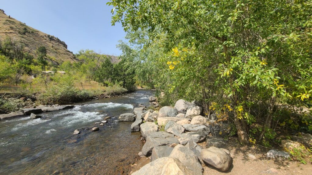 View of Clear Creek Whitewater Park in Golden, Colorado