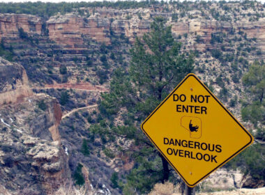 A danger sign at a national park