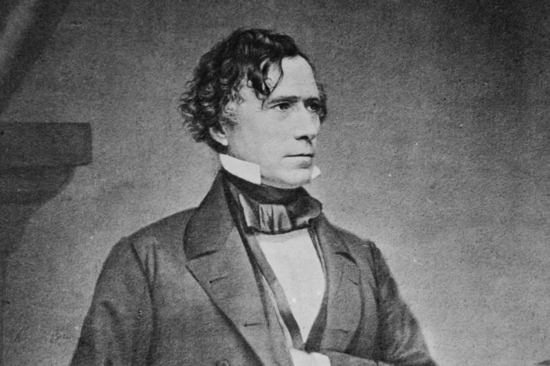 A black and white portrait of famous US president Franklin Pierce who was from New Hampshire.
