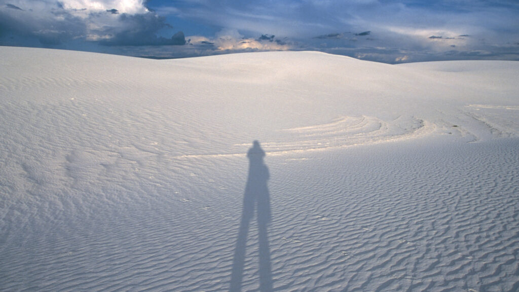 View of a shadow standing in white sands national park