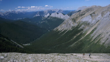A couple hiking together in Jasper National Park,