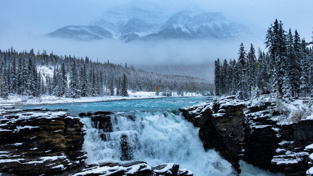 View of Athabasca Falls in Jasper National Park