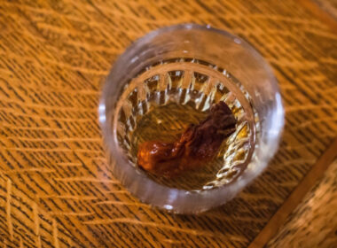 Close up of the sourtoe cocktail