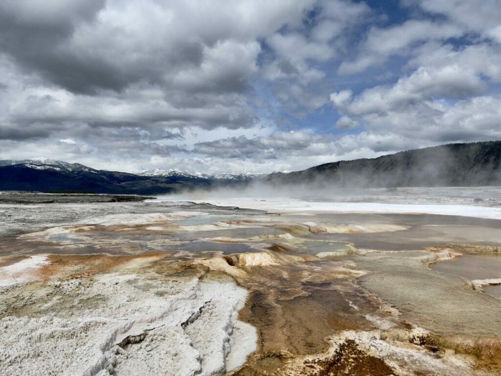 Steam rising over Wyoming Hot Springs