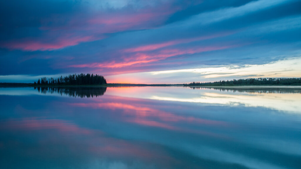 View of Elk Island National Park at sunset.