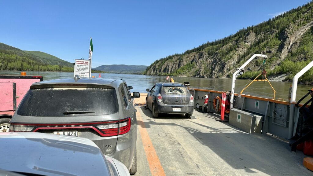 Cars on the Dawson City Ferry.