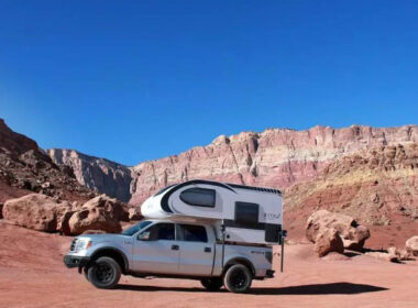 A cirrus truck camper at a national park