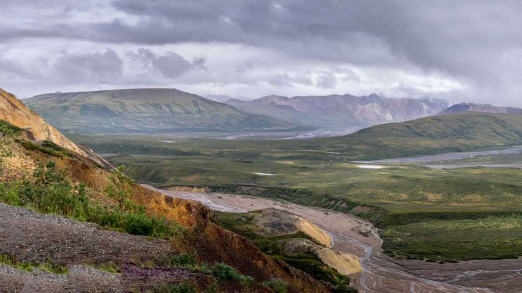 View of Denali National Park and Preserve in Anchorage, Alaska.