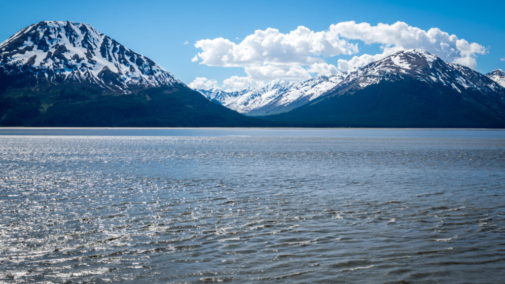 View of the bore tide in Alaska.