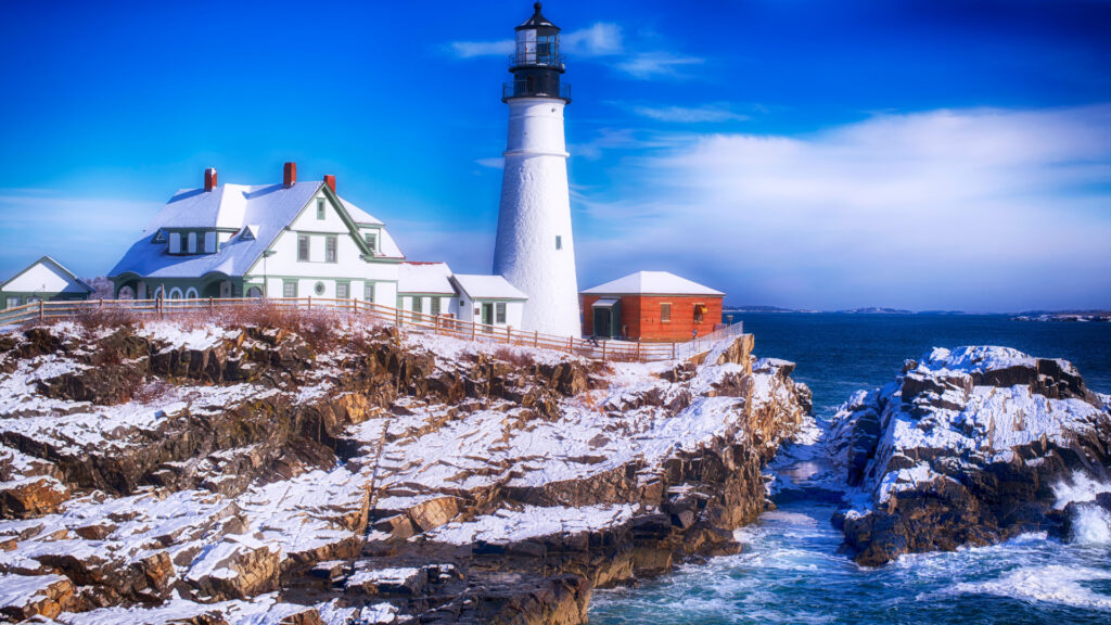 View of Maine in the winter.