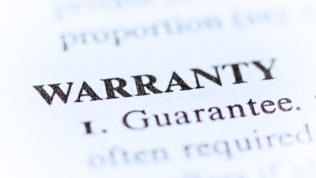 Close up of a truck warranty.