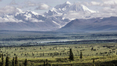 View of the tallest mountain in the U.S., Denali.
