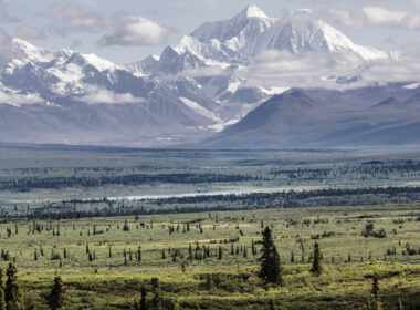 View of the tallest mountain in the U.S., Denali.