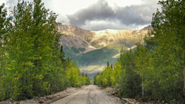 View of McCarthy Road in Alaska.