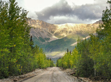 View of McCarthy Road in Alaska.