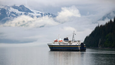 View of a Alaska Marine Highway System ferry,