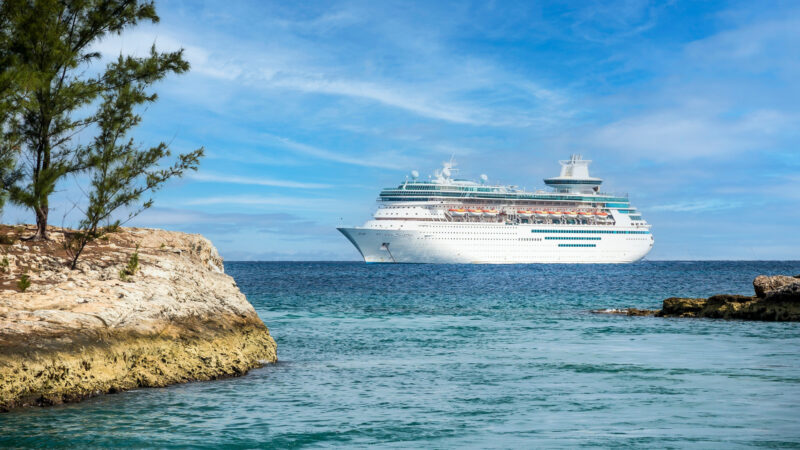 A cruise ship in the Bahamas.