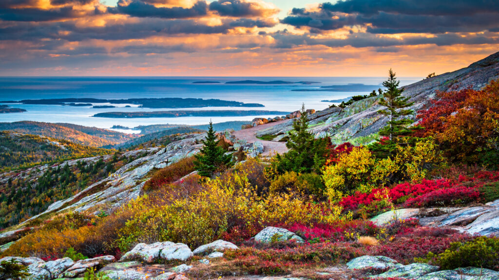 View of acadia national park in the fall