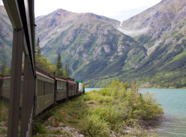 View out the window of the whitepass Yukon railcar