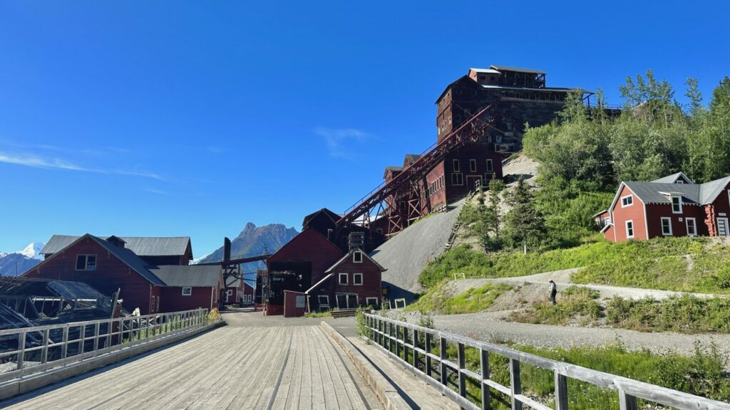 A view of the Kennecott Mine and surround structures, located in the Wrangell Mountains. 