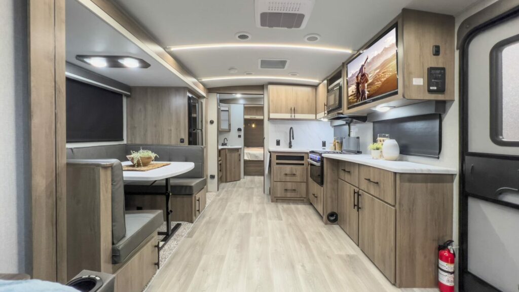 Interior shot of the Grand Design 2500RL travel trailer. One of the best best travel trailers for a family of 4.