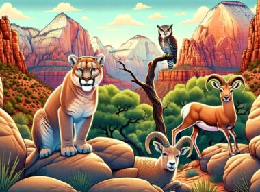 Cartoon image of wildlife in zion national park